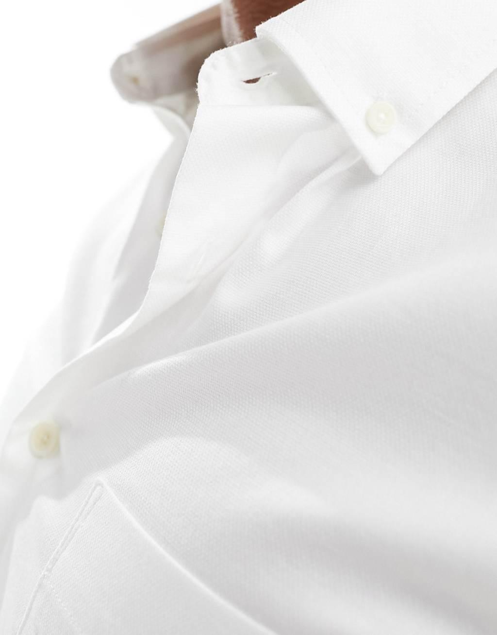 ASOS DESIGN slim oxford shirt in white  Product Image