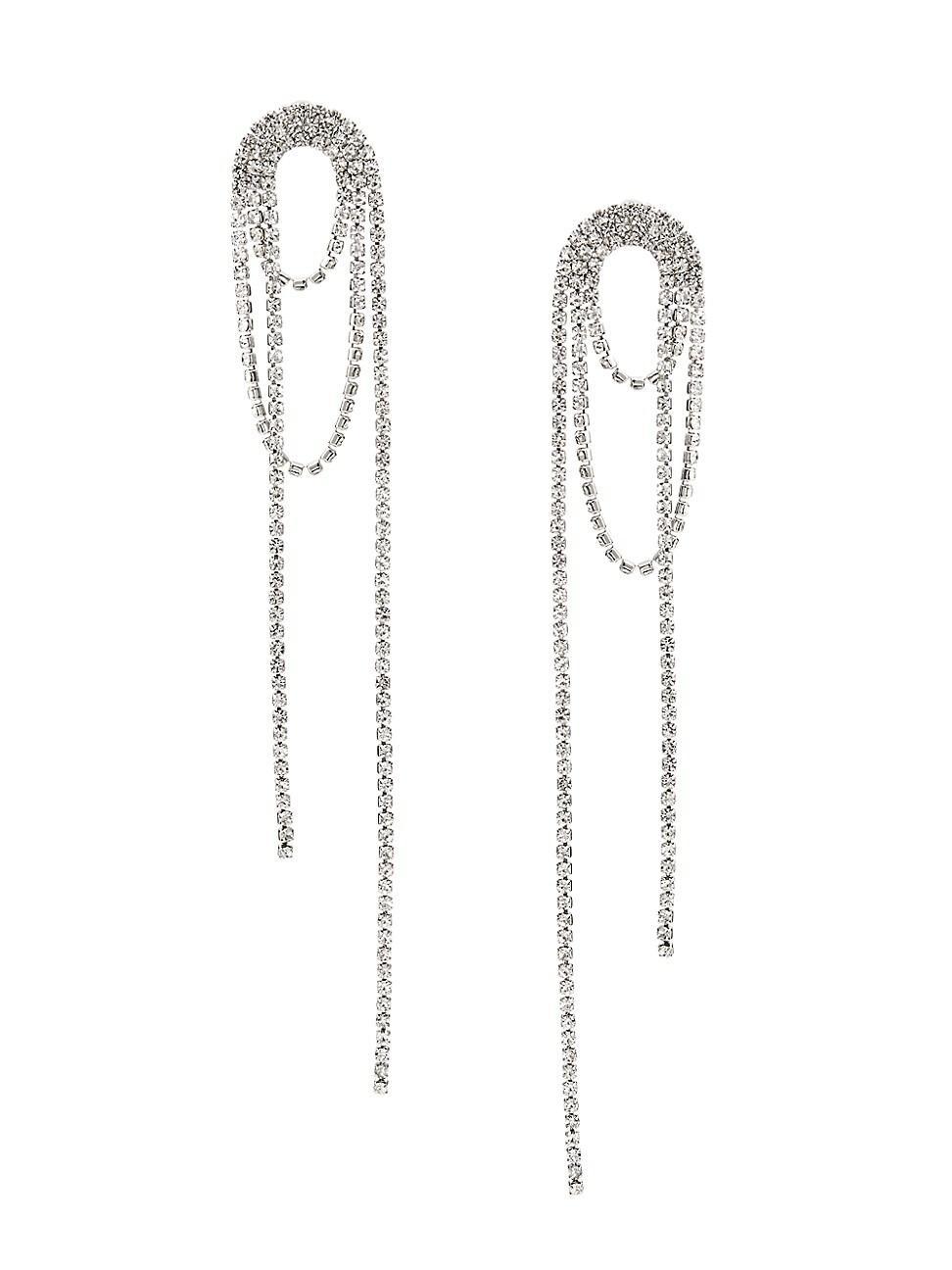 Womens Vroom Rhodium-Plated & Cubic Zirconia Drop Earrings Product Image