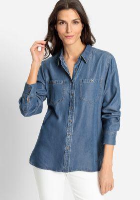 Olsen Womens Long Sleeve Soft Denim Shirt Product Image