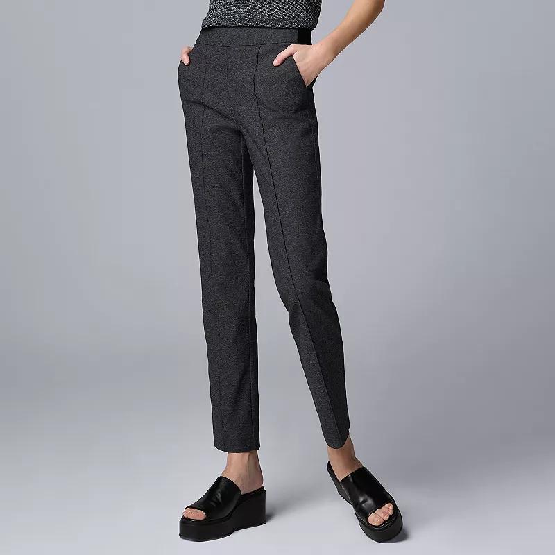 Petite Simply Vera Vera Wang Pintuck Slim Straight Pants, Womens Grey Texture product image