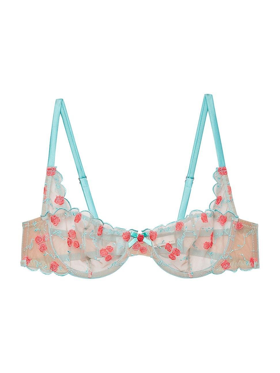 Womens Rose And Vine Embroidered Lace Balconette Bra Product Image