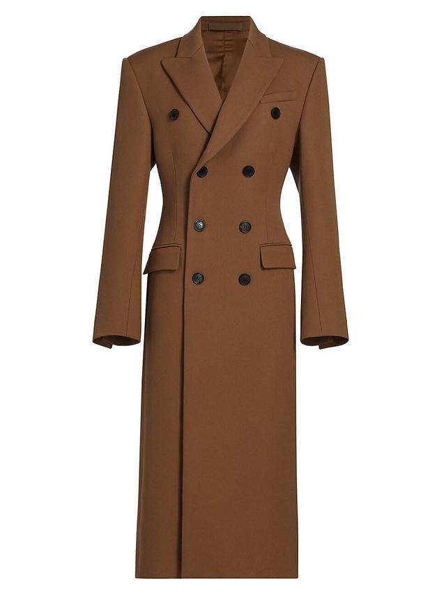 Womens Double-Breasted Wool Long Coat Product Image