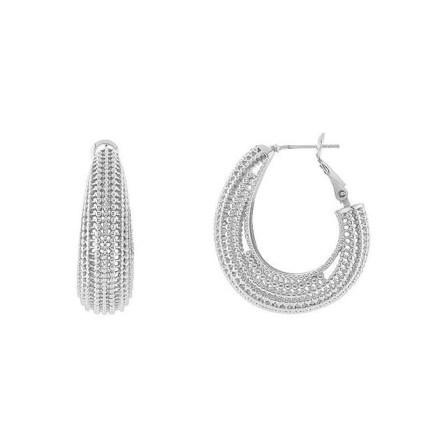 Emberly Mesh Hoop Earrings, Womens, Gray Product Image