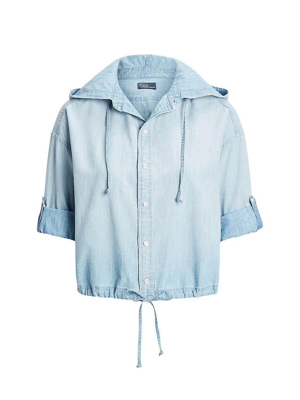 Womens Cotton Chambray Drawstring Shirt Product Image