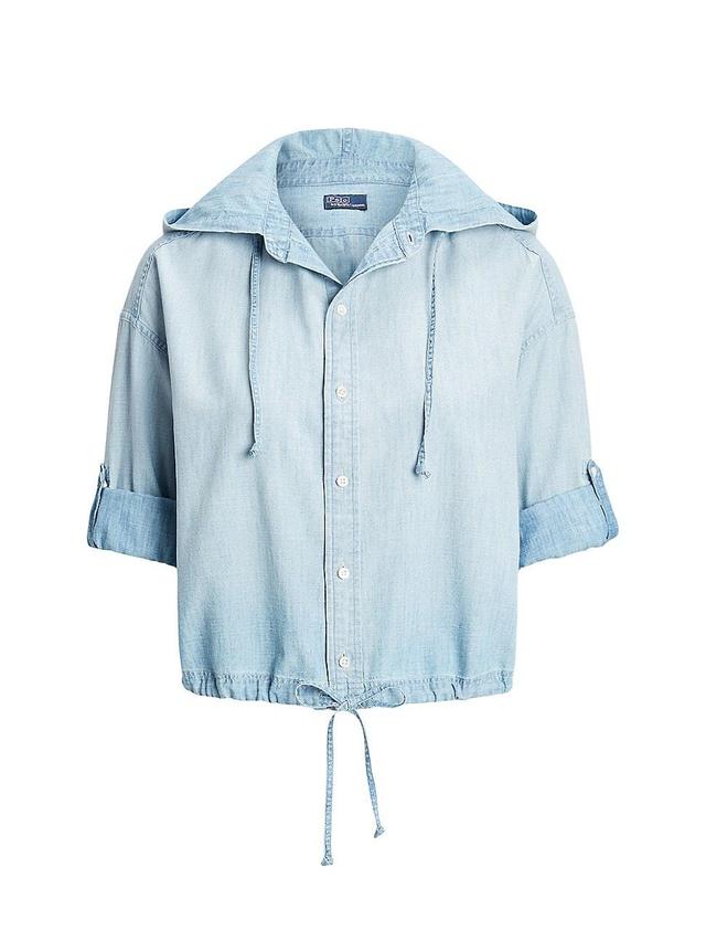 Womens Cotton Chambray Drawstring Shirt Product Image