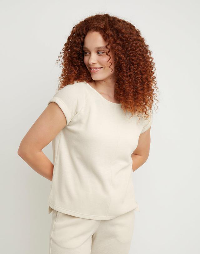 Hanes Womens Double Knit Top With Hi-Low Hem Natural XL Product Image