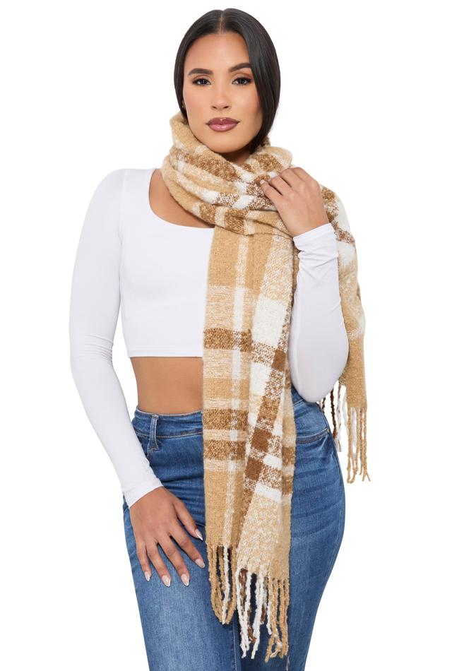 Womens Boucle Plaid Scarf Product Image