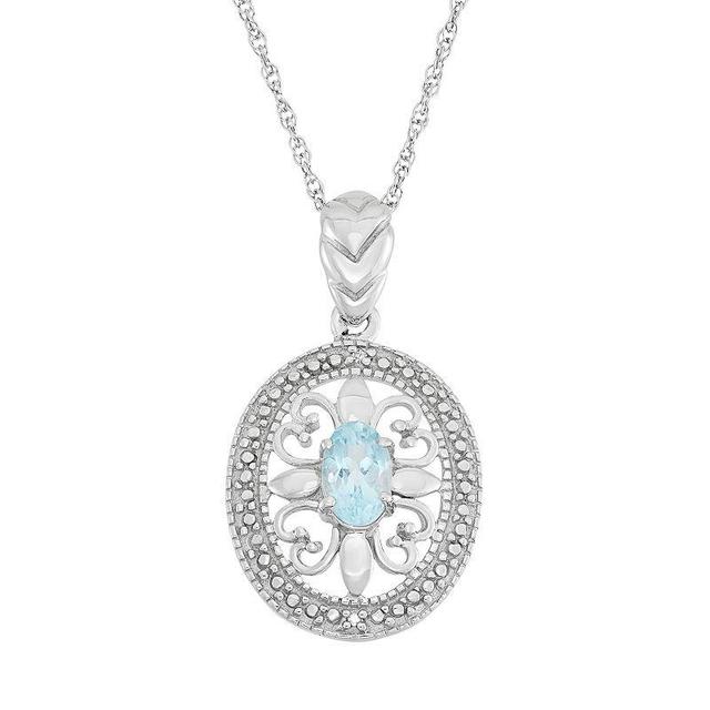 Jewelexcess Sky Blue Topaz & Diamond Accent Sterling Silver Pendant Necklace, Womens Product Image