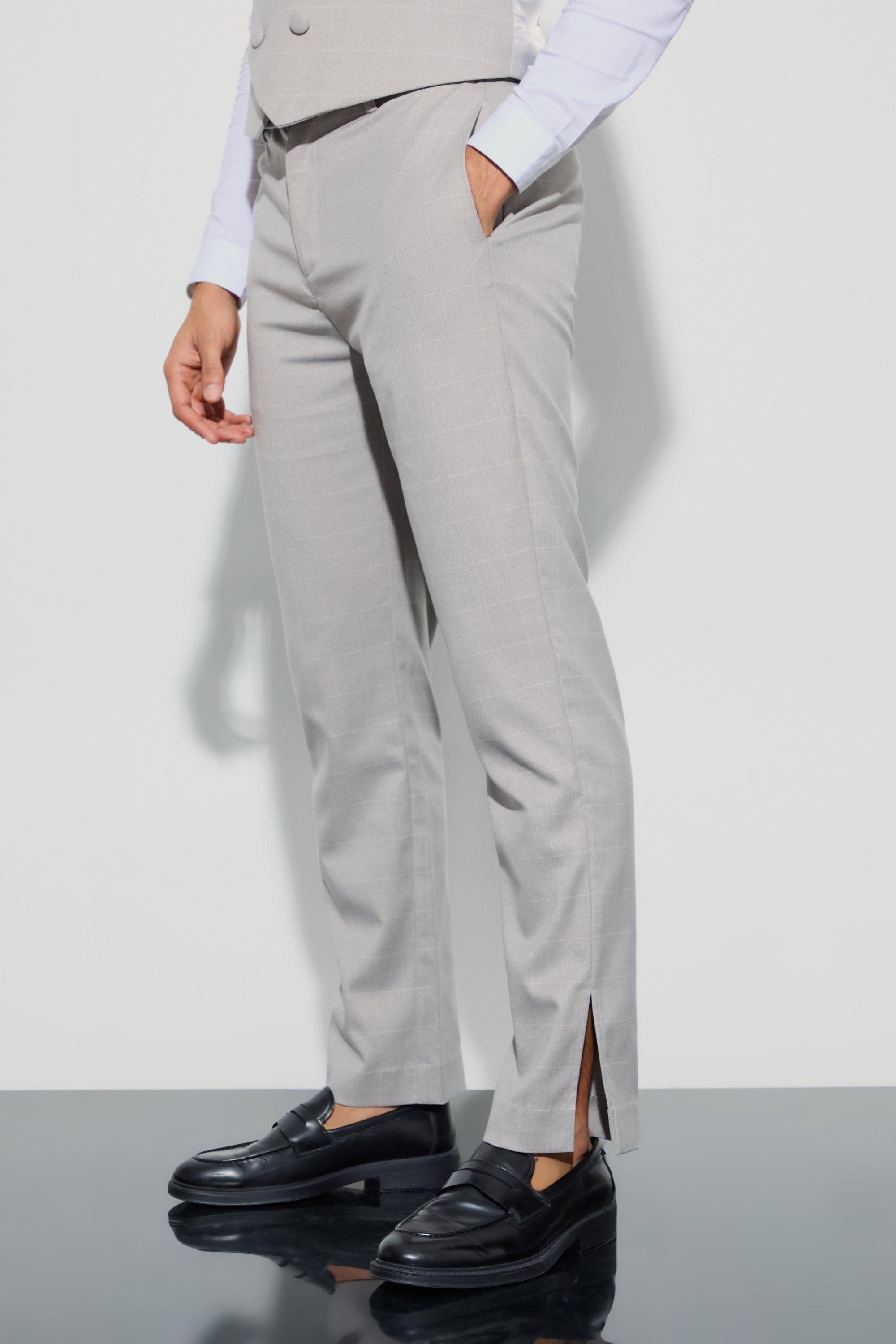 Window Check Straight Fit Trousers | boohooMAN USA Product Image