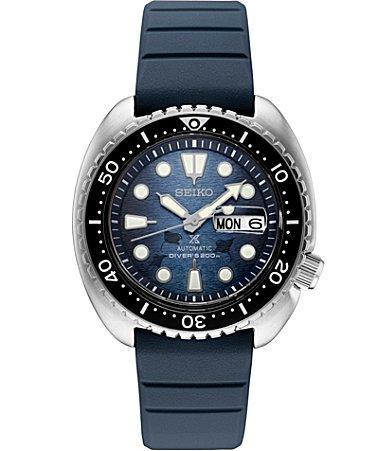 Seiko Mens Automatic Prospex Diver Dark Blue Silicone Strap Watch 45mm Product Image