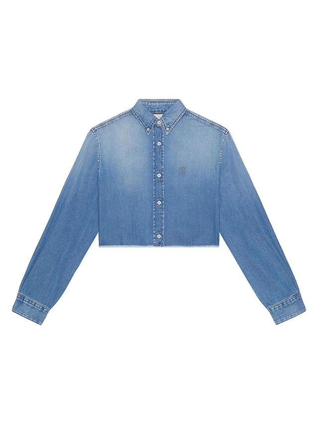 Womens Cropped Shirt in Denim Product Image