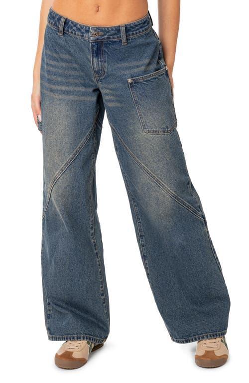 EDIKTED Serena Low Rise Wide Leg Carpenter Jeans Product Image