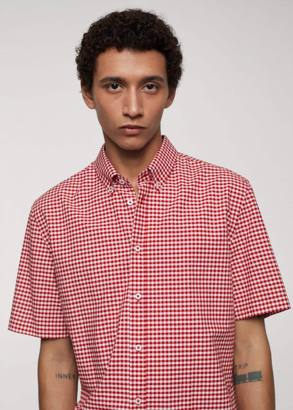 MANGO MAN - 100% cotton printed shirt redMen Product Image