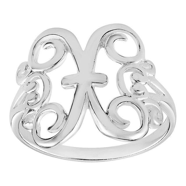 Womens PRIMROSE Sterling silver polished monogram initial B band ring size 7., Womens Grey Product Image