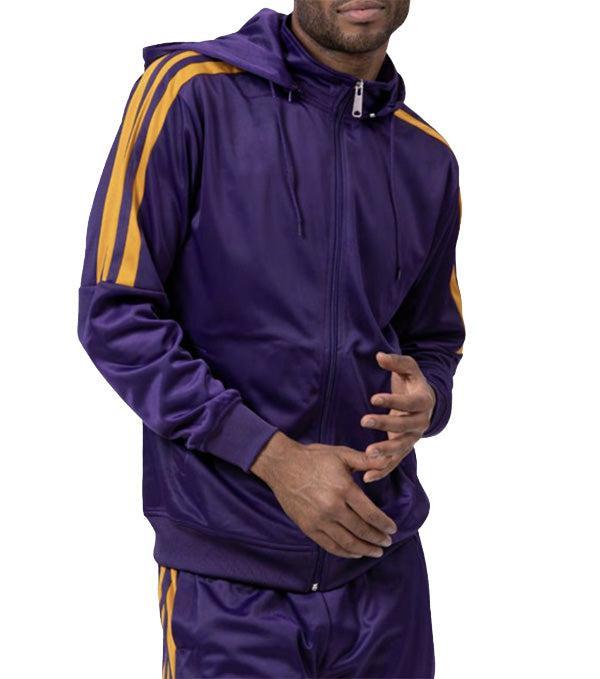 Men's Track Suit with Detachable Hood in Purple Male Product Image