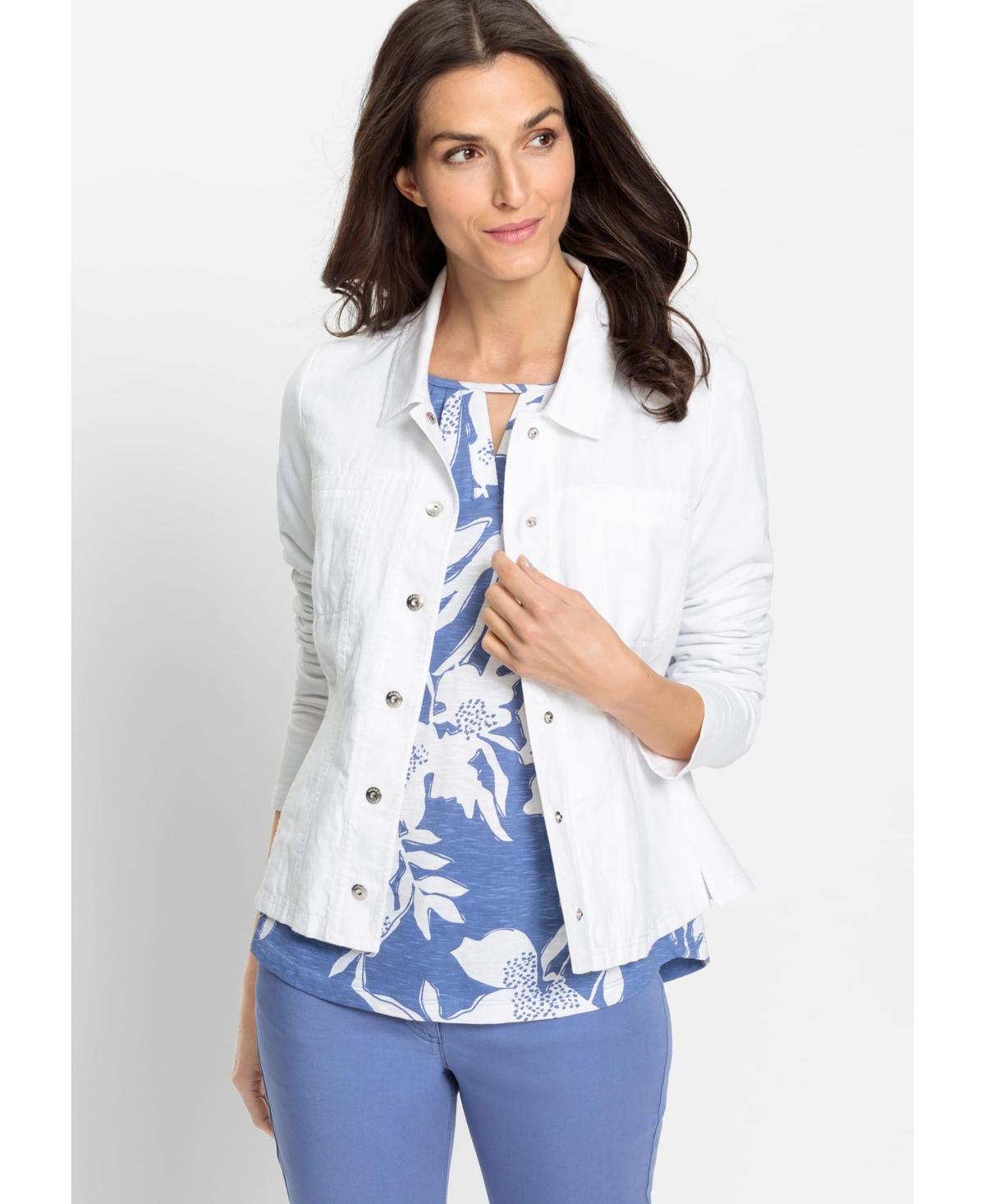 Olsen Womens Cotton Linen Mixed Media Jacket Product Image