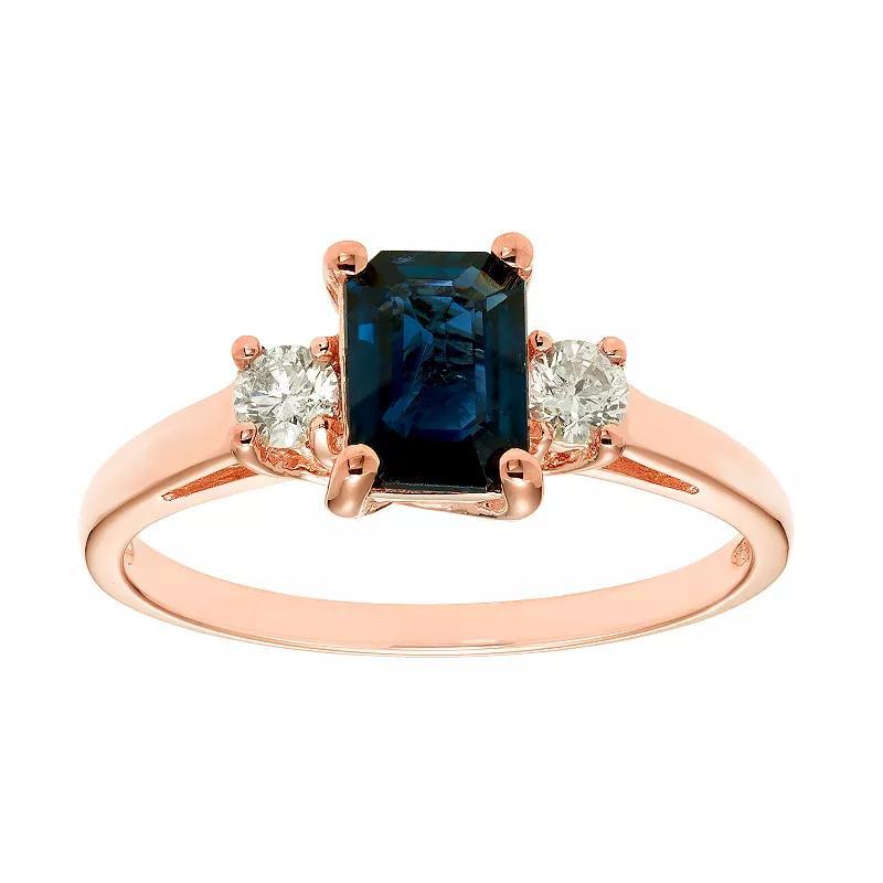 The Regal Collection 14k Gold Sapphire & 1/5 Carat T.W. IGL Certified Diamond 3-Stone Ring, Womens Pink Product Image