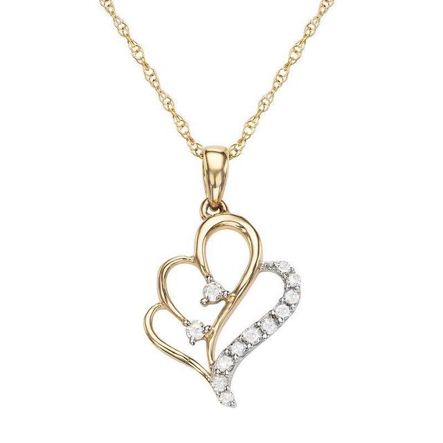 10k Gold 1/10 Carat T.W. Diamond Heart Pendant, Womens White Product Image