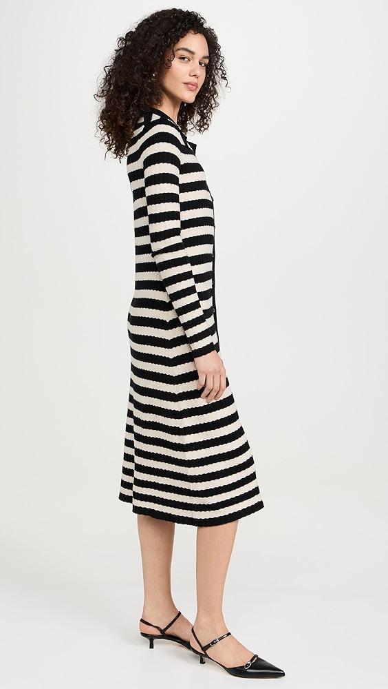 Lingua Franca Morrissey Textured Stripe Button-Thru Dress | Shopbop Product Image