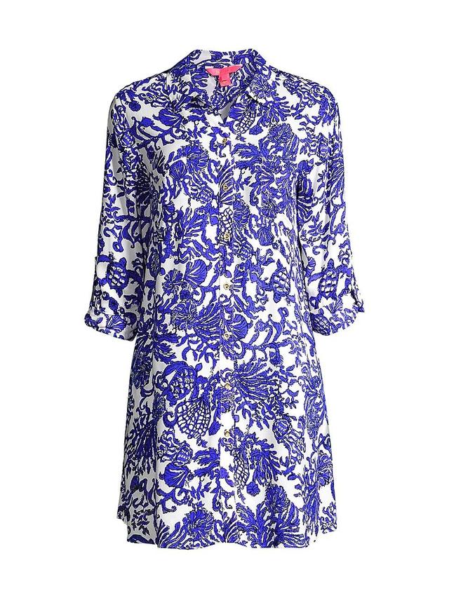 Womens Natalie Coral Cover-Up Shirtdress Product Image