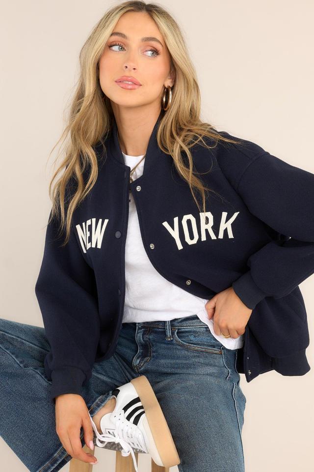 Do Better Navy Blue New York Varsity Jacket Product Image