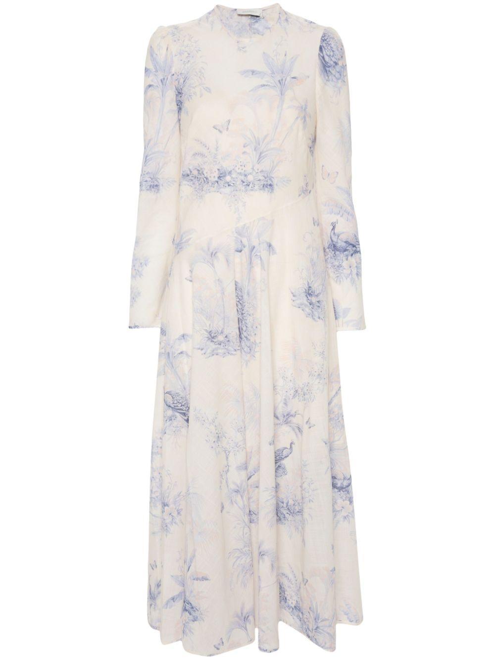 ZIMMERMANN Waverly Asymmetric Maxi Dress In White Product Image