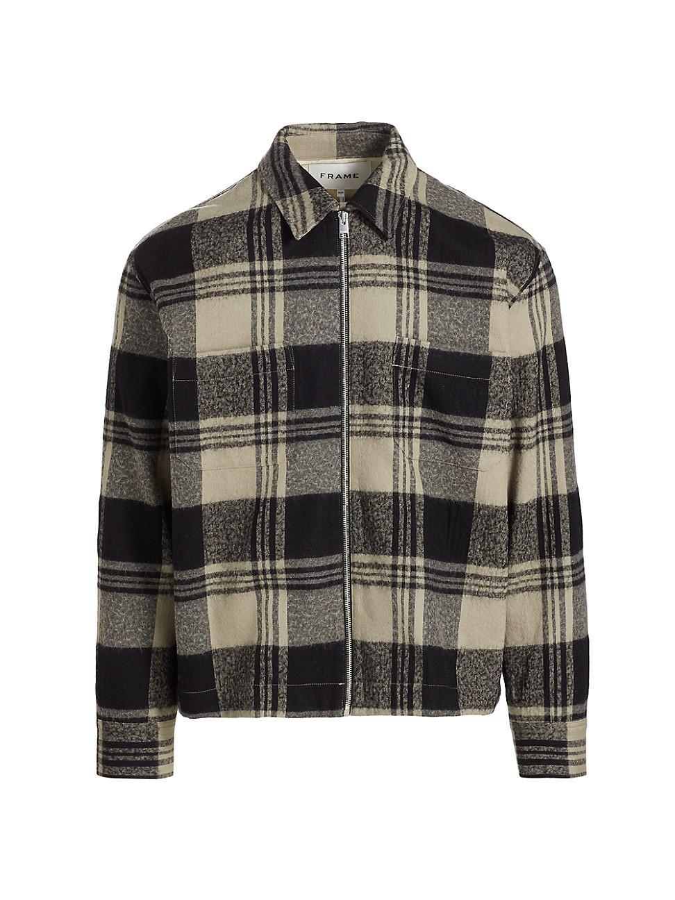 Mens Spring Plaid Cotton-Wool Shirt Jacket Product Image