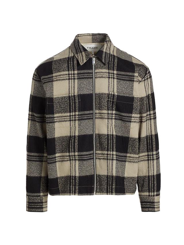 Mens Spring Plaid Cotton-Wool Shirt Jacket Product Image