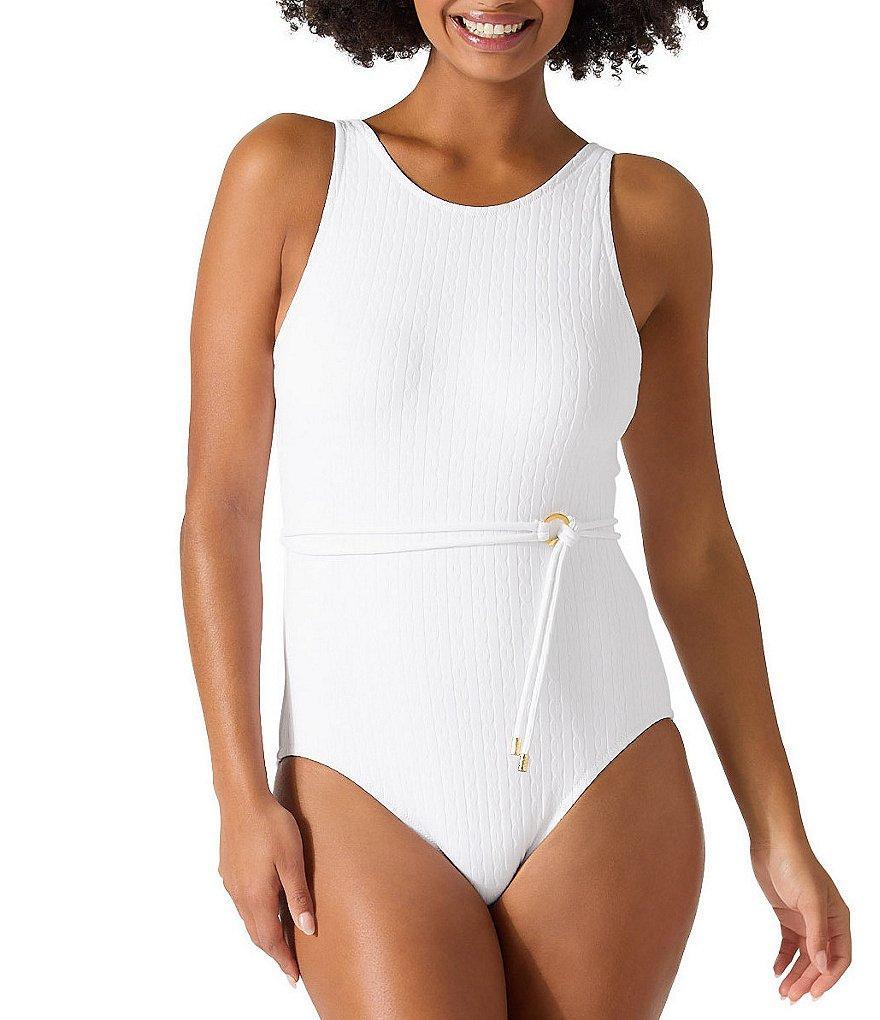 Tommy Bahama Cable Beach High Neck Belted One Piece Swimsuit Product Image