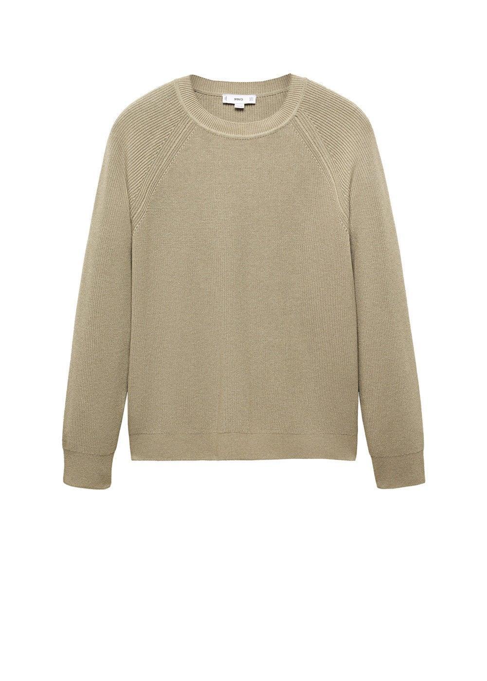 MANGO MAN - Ribbed round-neck sweater khakiMen Product Image