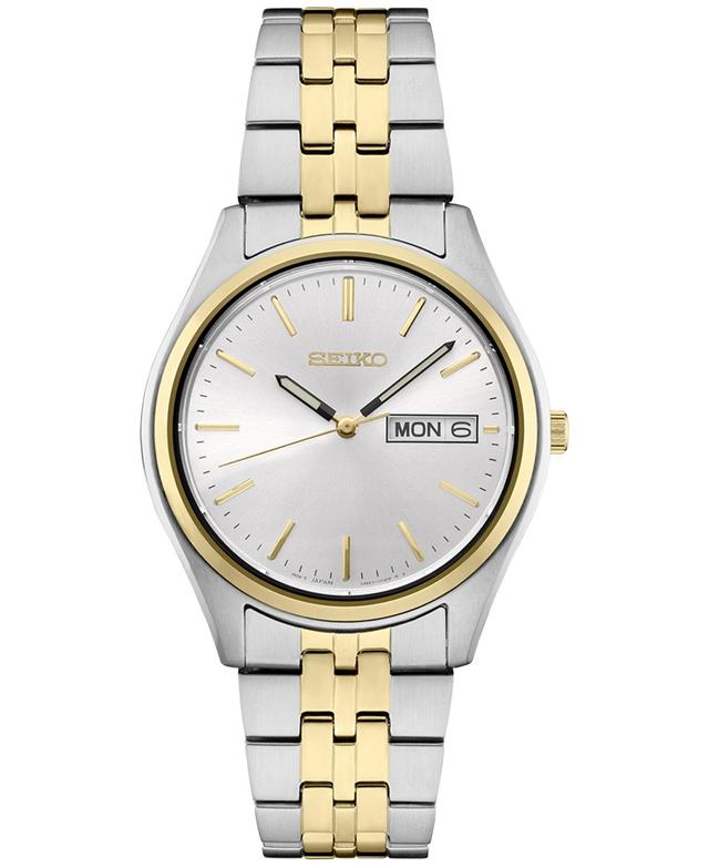 Seiko Mens Essential Two Tone White Dial Watch - SUR430 Gold Product Image