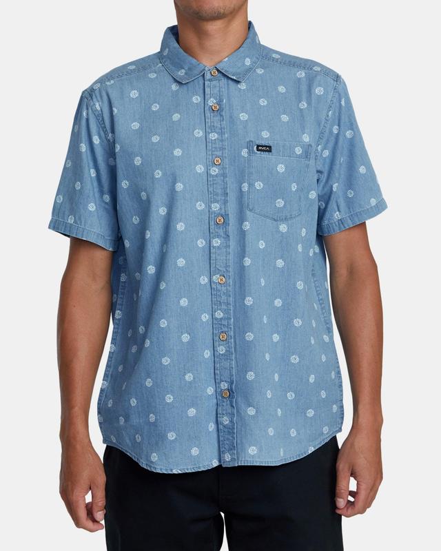 Frame Chambray Short Sleeve Woven Shirt - Washed Indigo Product Image