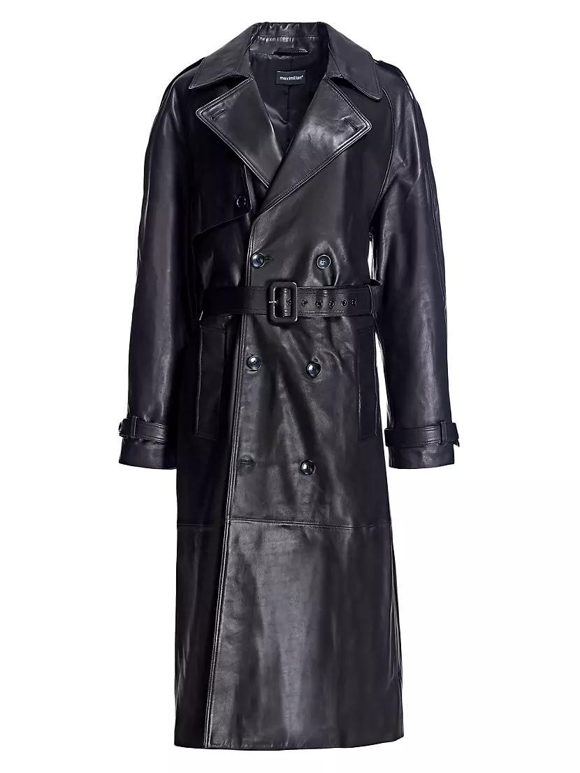 Men's Leather Trench Coat Product Image