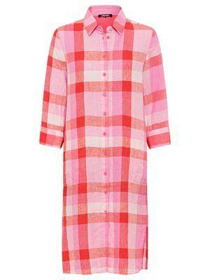 Olsen Womens 100% Linen Plaid Shirt Dress Product Image