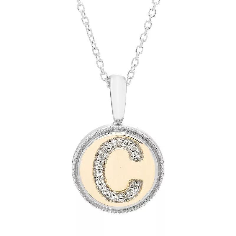 Its Personal 14k Gold Over Sterling Silver Diamond Accent Initial Pendant Necklace, Womens White Product Image