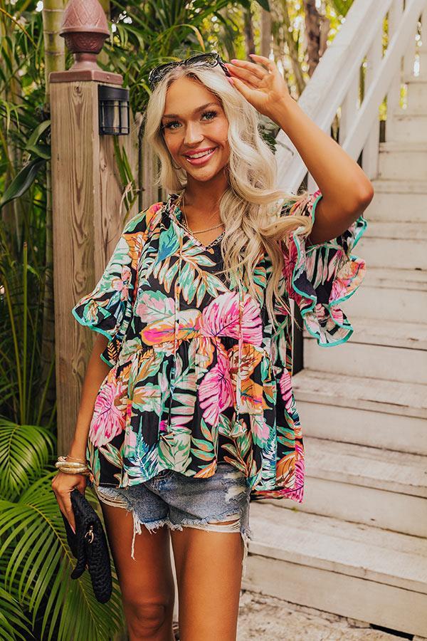 Tropical Treasures Shift Top in Black Product Image