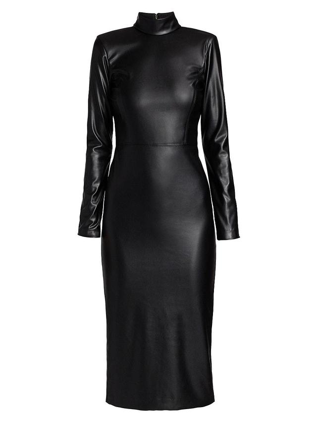 Womens Delora Vegan Leather Bodycon Midi Dress Product Image