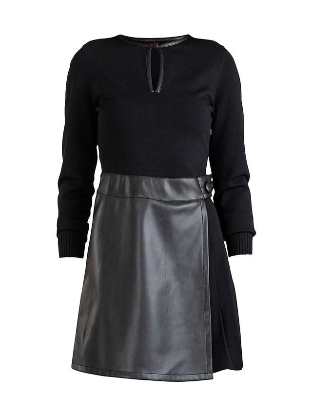 Womens Delancey Knit & Faux Leather Minidress Product Image