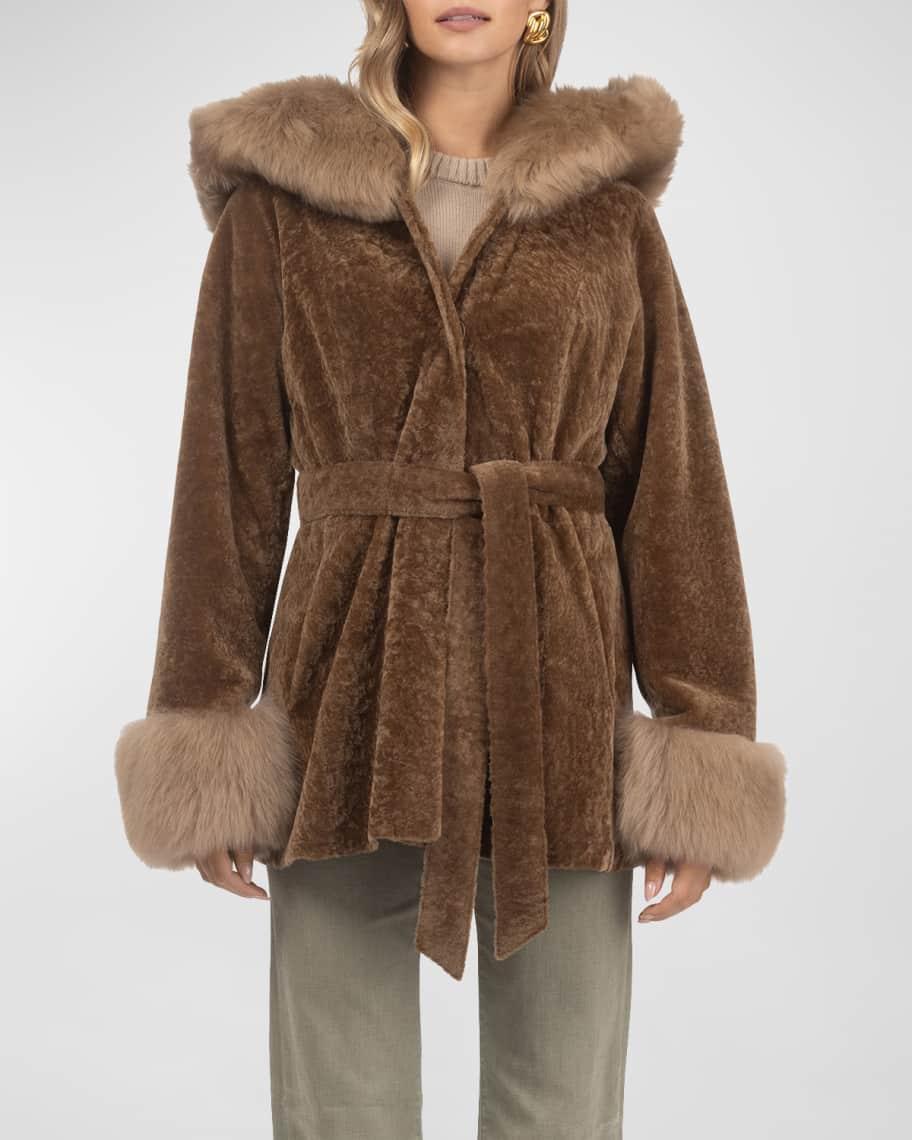 Belted Lamb Shearling Reversible Parka With Merinillo Lamb Shearling Trim Product Image