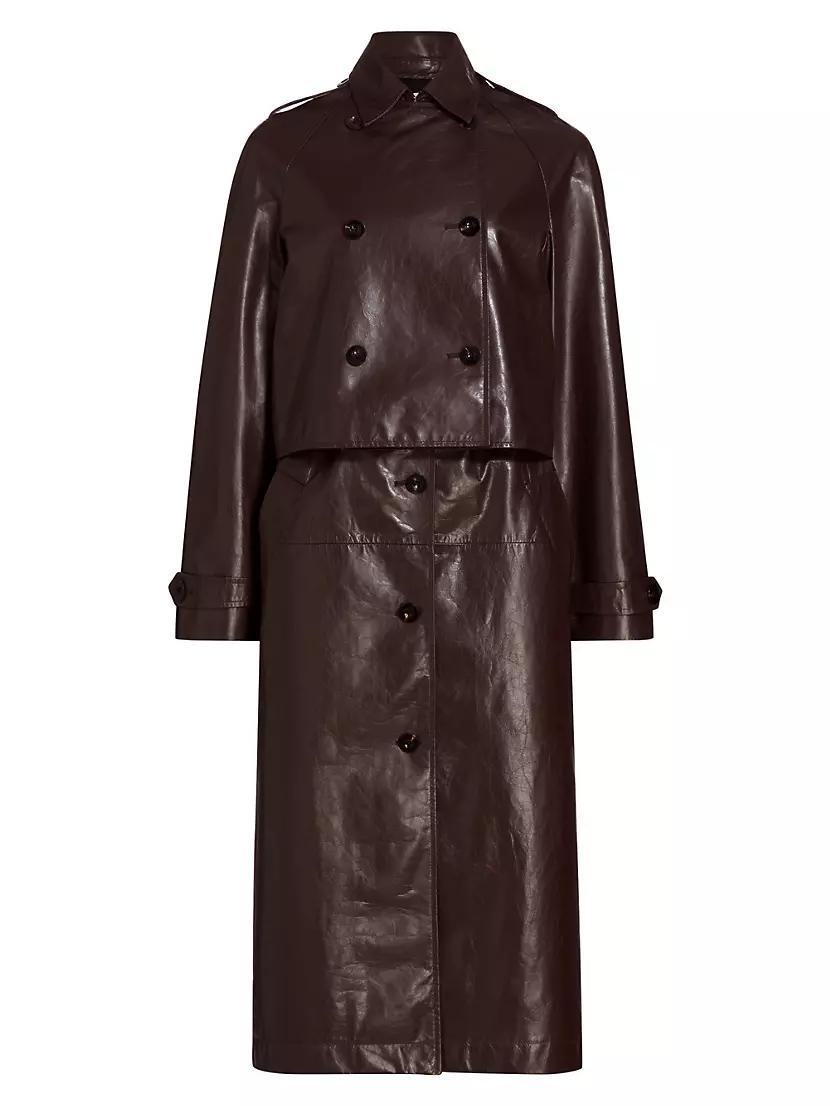 Double Layer Leather Trench Coat Product Image