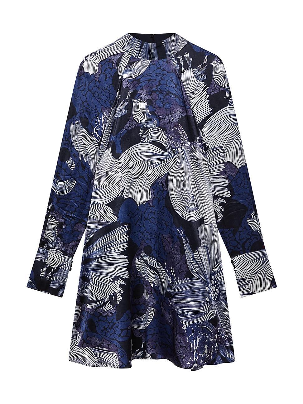 Reiss Thea Printed Long Sleeve Mini Dress Product Image