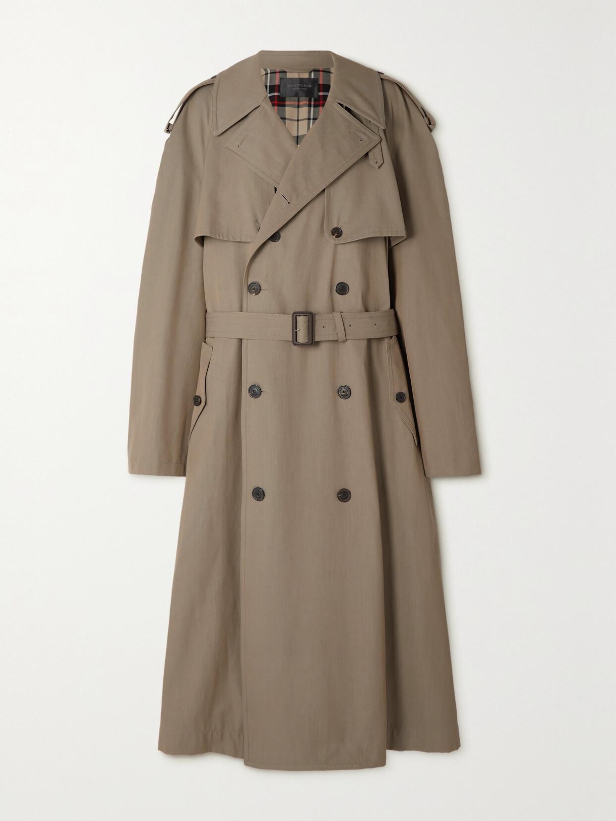 BALENCIAGA Oversized Wool & Cotton Trench Coat In Beige Product Image