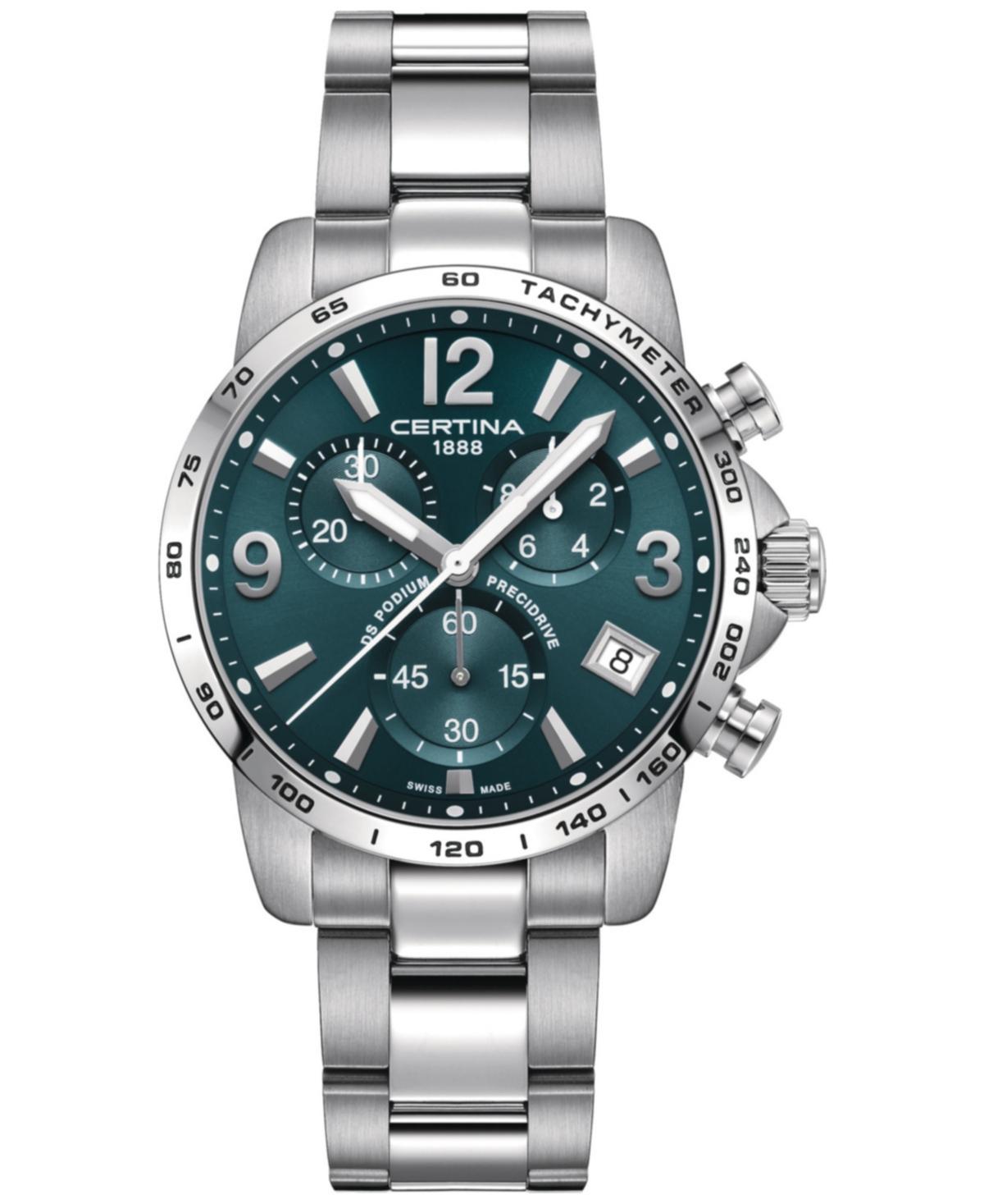 Certina Mens Swiss Chronograph Ds Podium Stainless Steel Bracelet Watch 41mm - Green Product Image