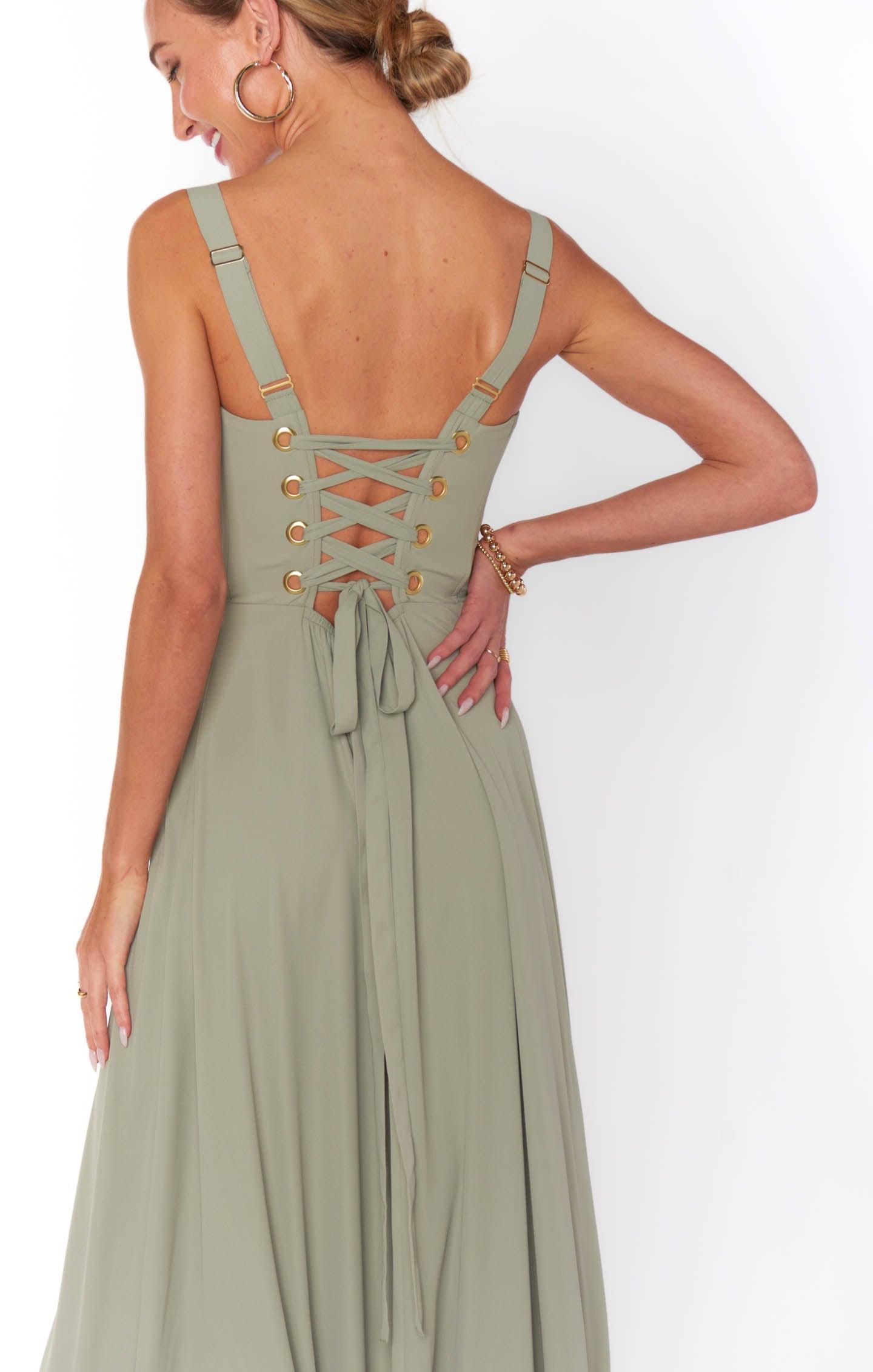 Clarissa Corset Dress ~ Moss Green Crisp Product Image