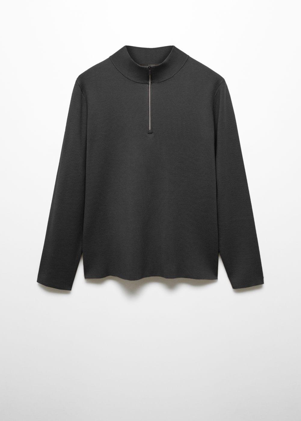 MANGO MAN - Zipped high collar sweater dark greyMen Product Image