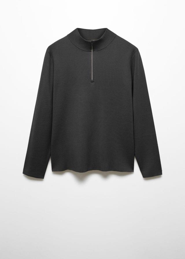 MANGO MAN - Zipped high collar sweater dark greyMen Product Image