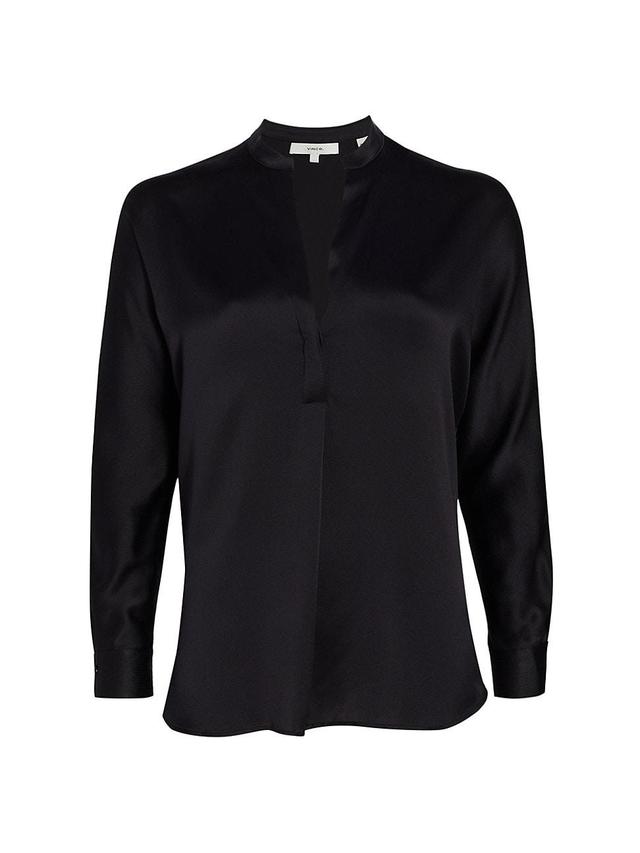 Vince Band Collar Silk Blouse Product Image