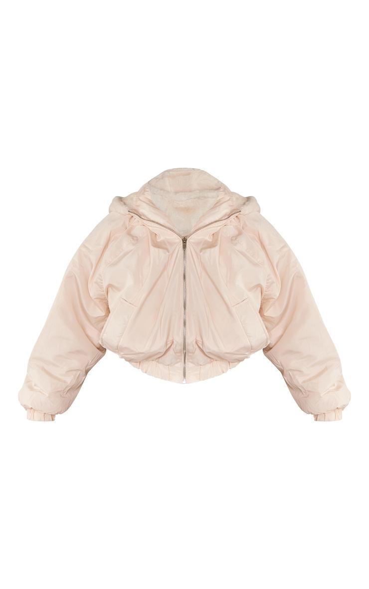 Cream Faux Fur Oversized Bomber Product Image