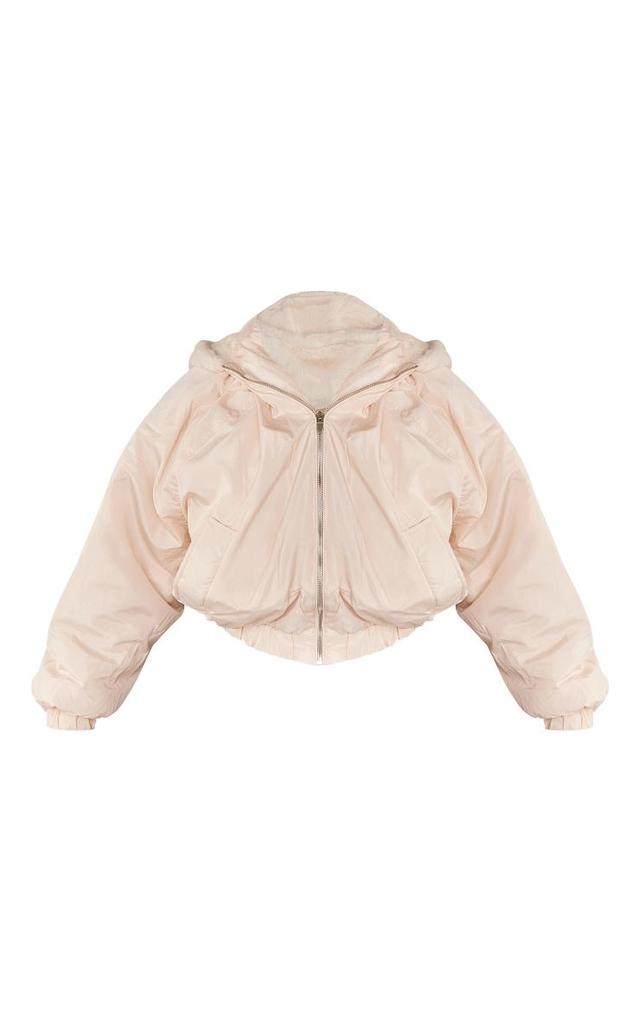 Cream Faux Fur Oversized Bomber Product Image