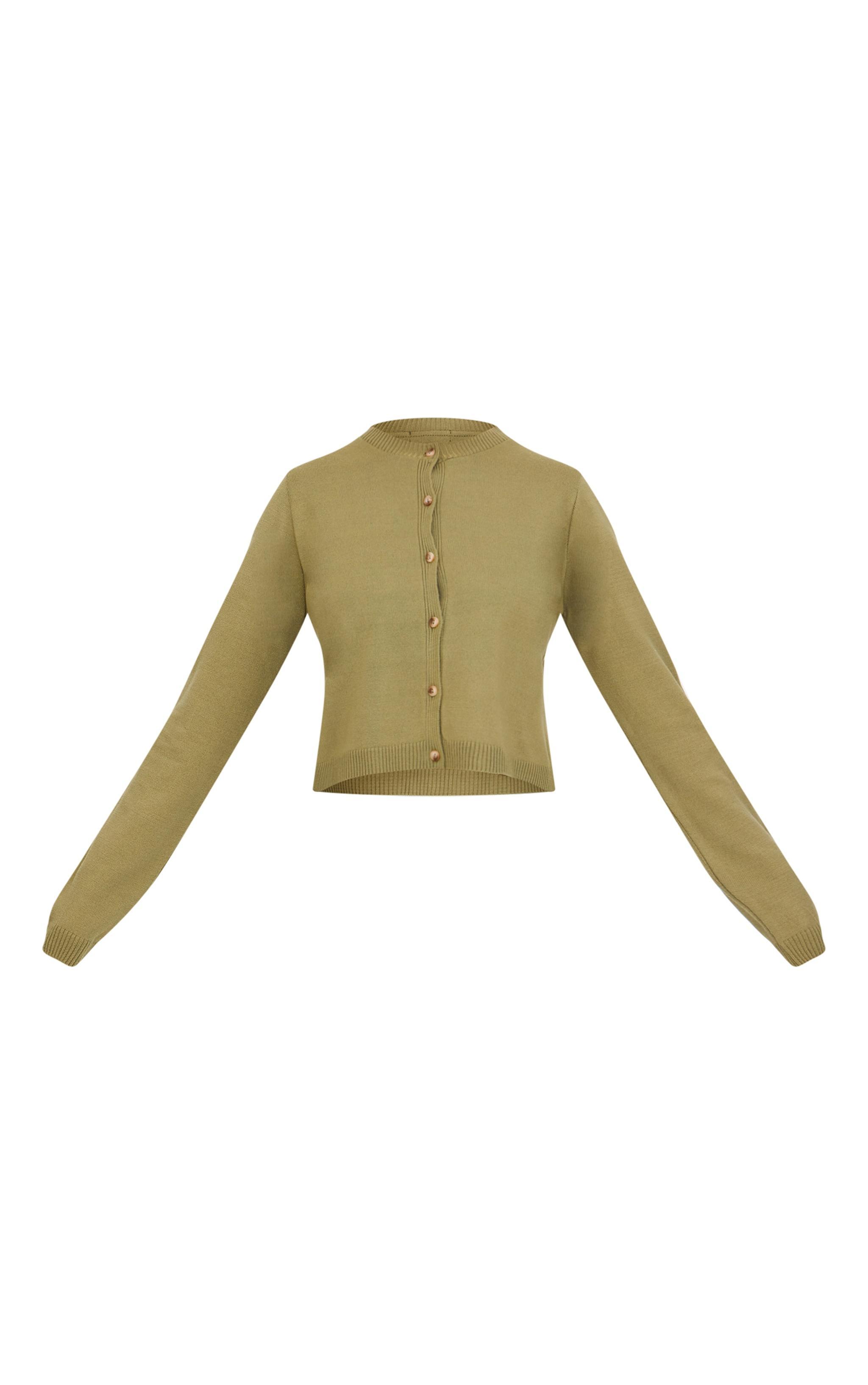 Olive Basic Button Up Knit Cardigan Product Image